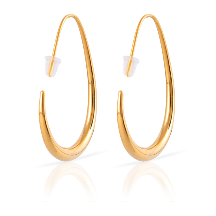 Pendientes de gancho lisos de cobre con baño de oro auténtico 29.5 mm.