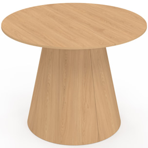 Table à manger ronde extensible Elvis effet hêtre Ø110-300cm