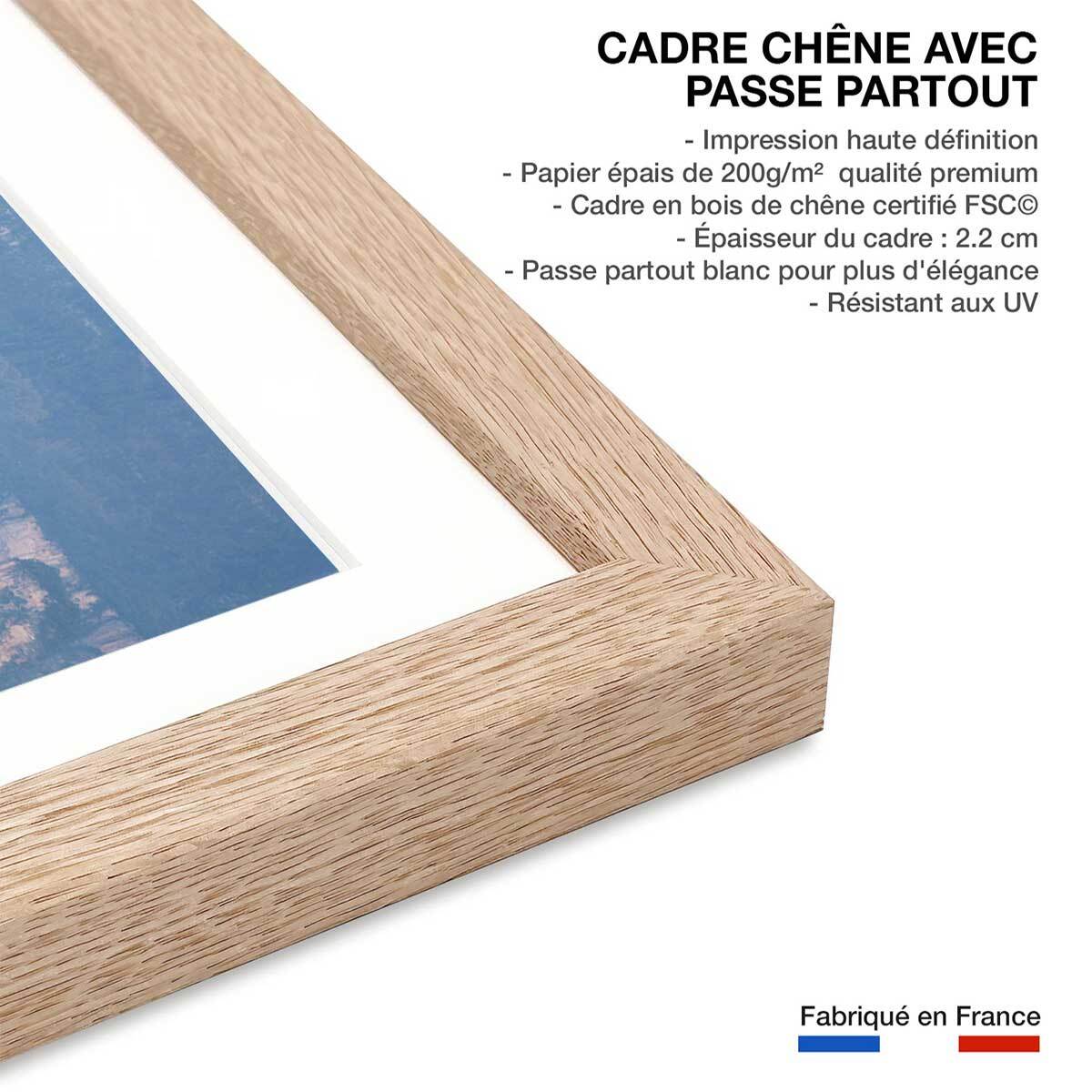 Affiche Roches en Asie Affiche + cadre en bois - Chêne