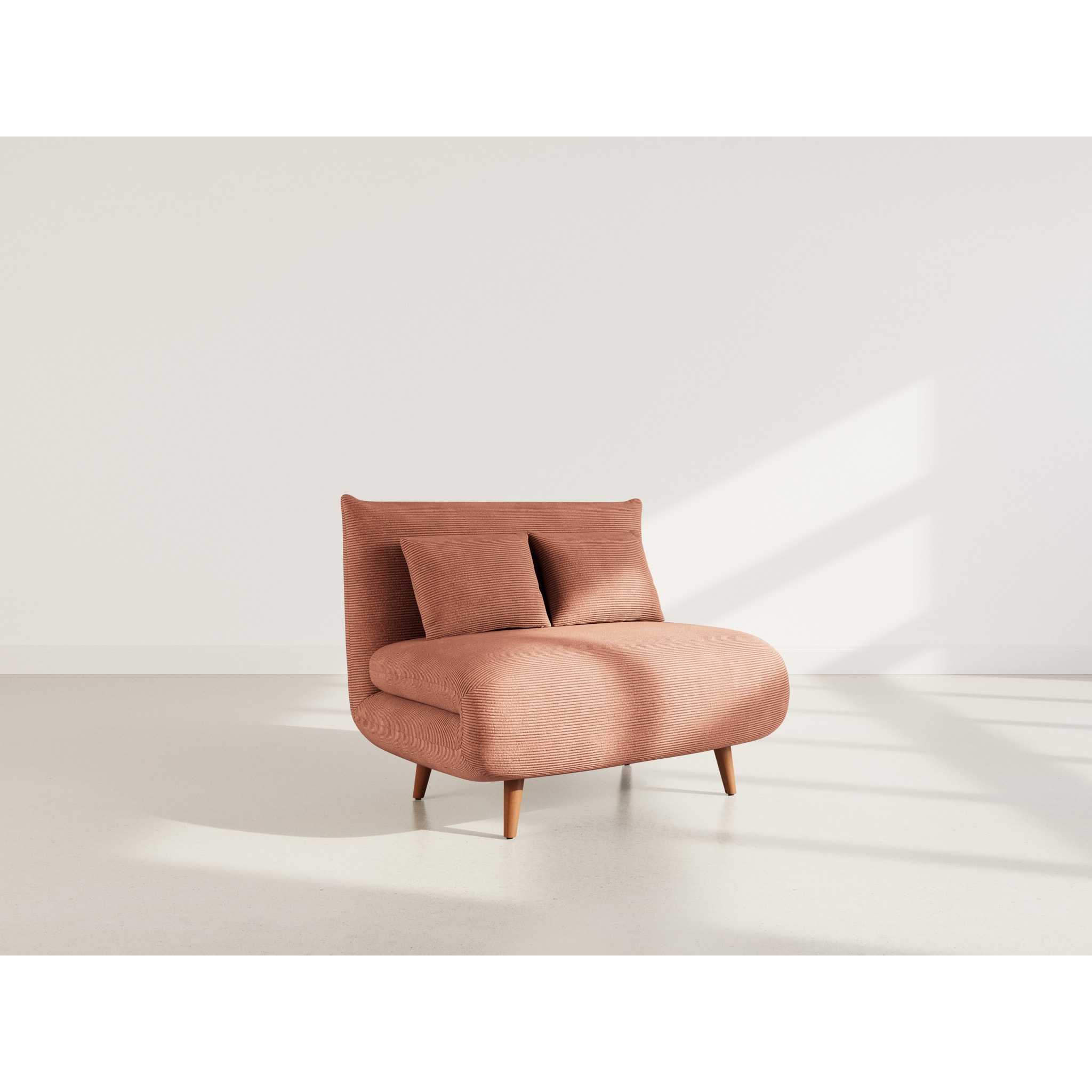 Lumi - Banquette convertible clic-clac 1 place en velours côtelé - Terracotta