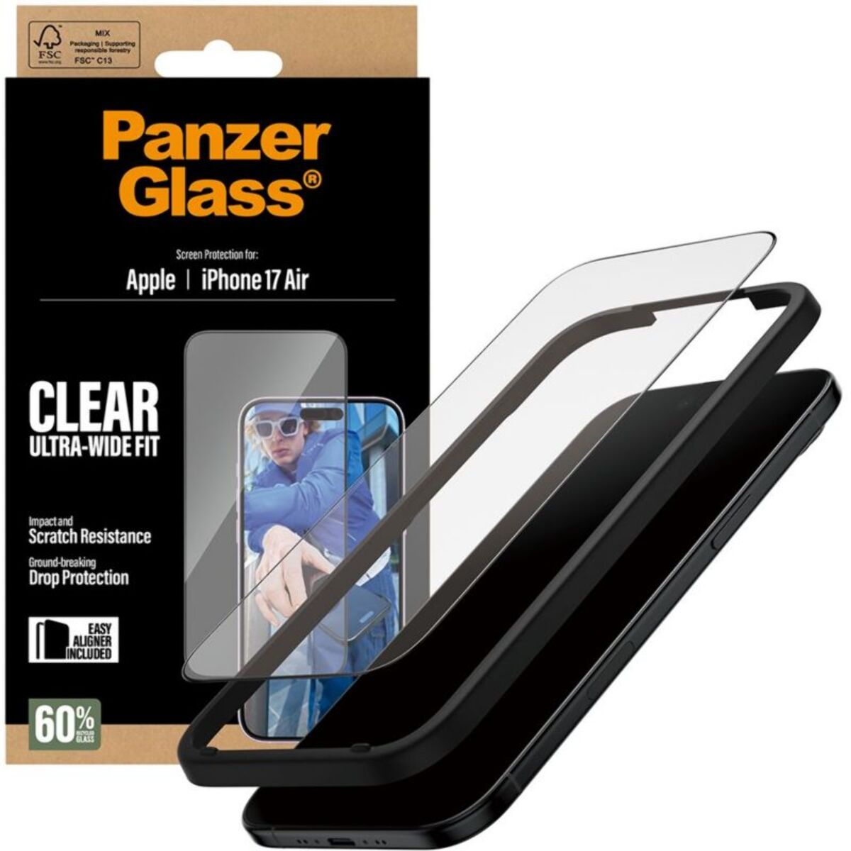 Protège écran PANZERGLASS iPhone Air verre trempé UWF