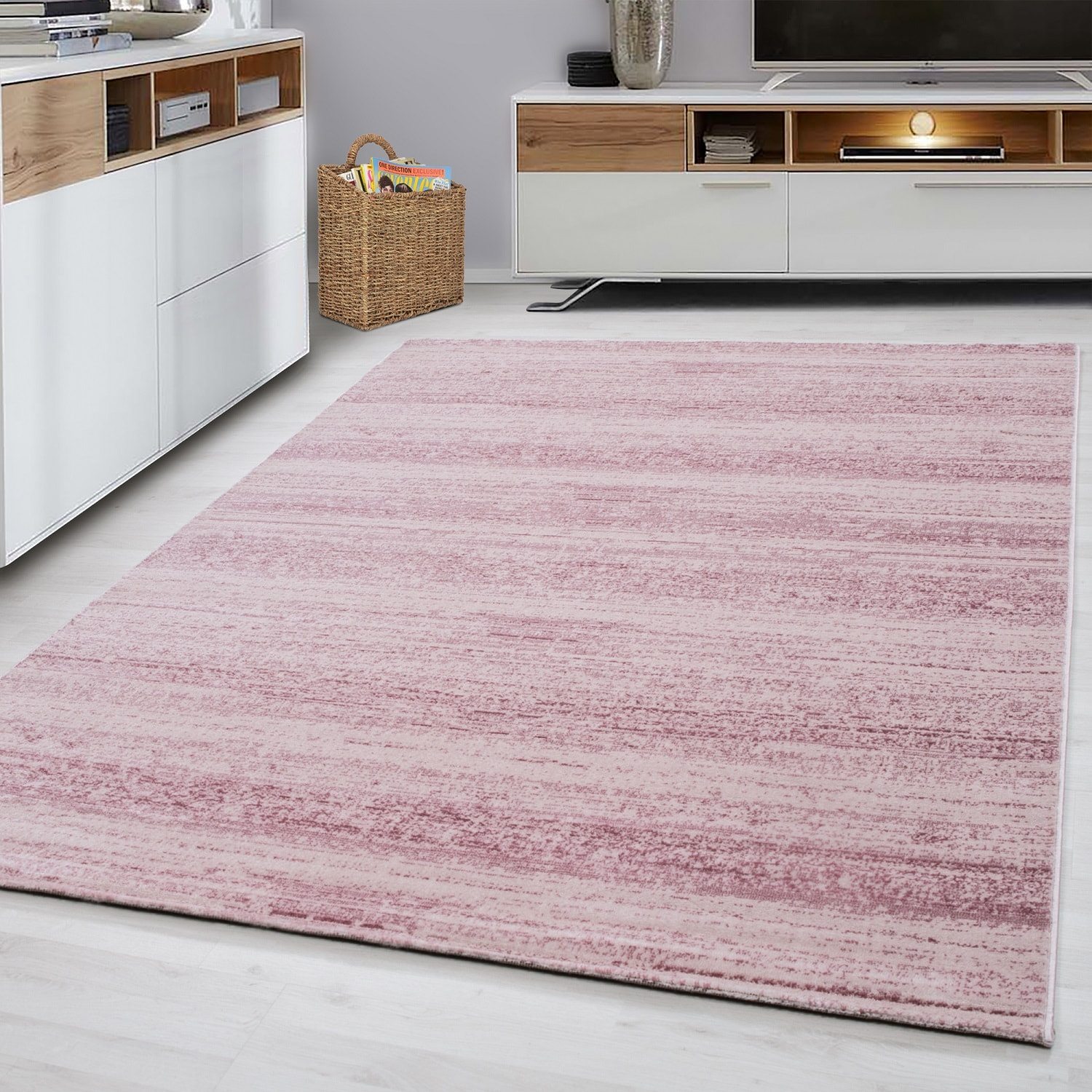 PLUS - Tapis uni à poils courts rose - PLU8000ROS