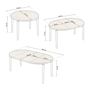 Mesa redonda extensible Padma Blanco - Roble