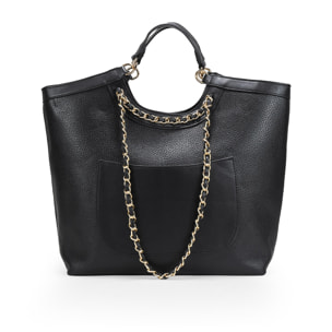 Bolso shopper negro con cadenas