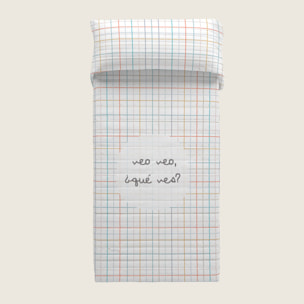 Colcha Bouti Estampada - Reversible - Infantil - 100% Algodón - 70 gr/m² - Veo Veo