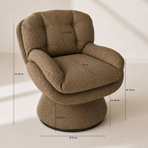 Fauteuil pivotant en tissu marron GUSTAVE