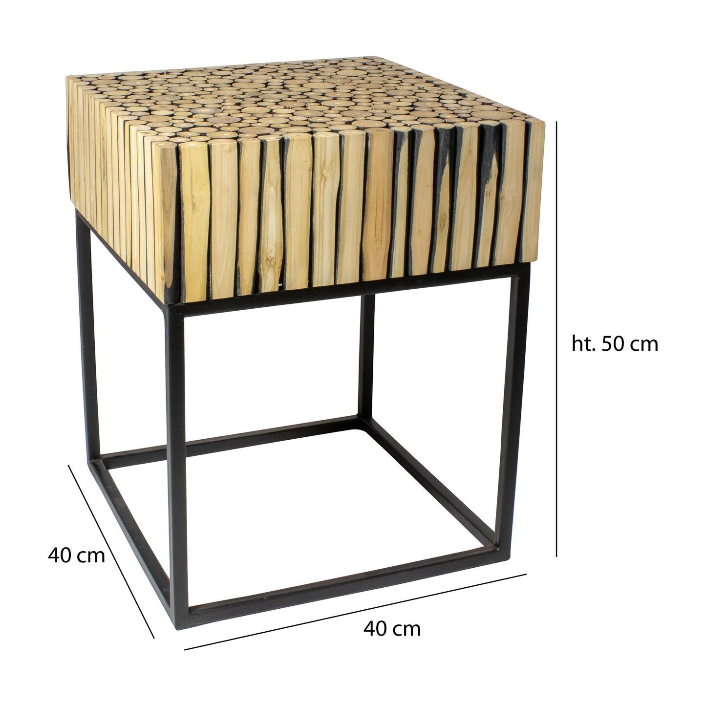 Meuble d'appoint en métal et branche de teck  TAHAA