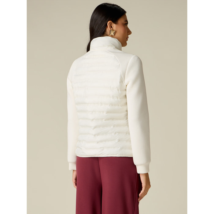 Oltre - Piumino lightweight con maniche in tessuto scuba - Bianco