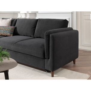 Brooke - canapé d'angle gauche - convertible avec coffre - 4 places - en velours - Gris foncé