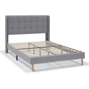 Estructura de Cama tapizada Esther de 30 cm, 90/135-140/150x190 cm, Gris Claro