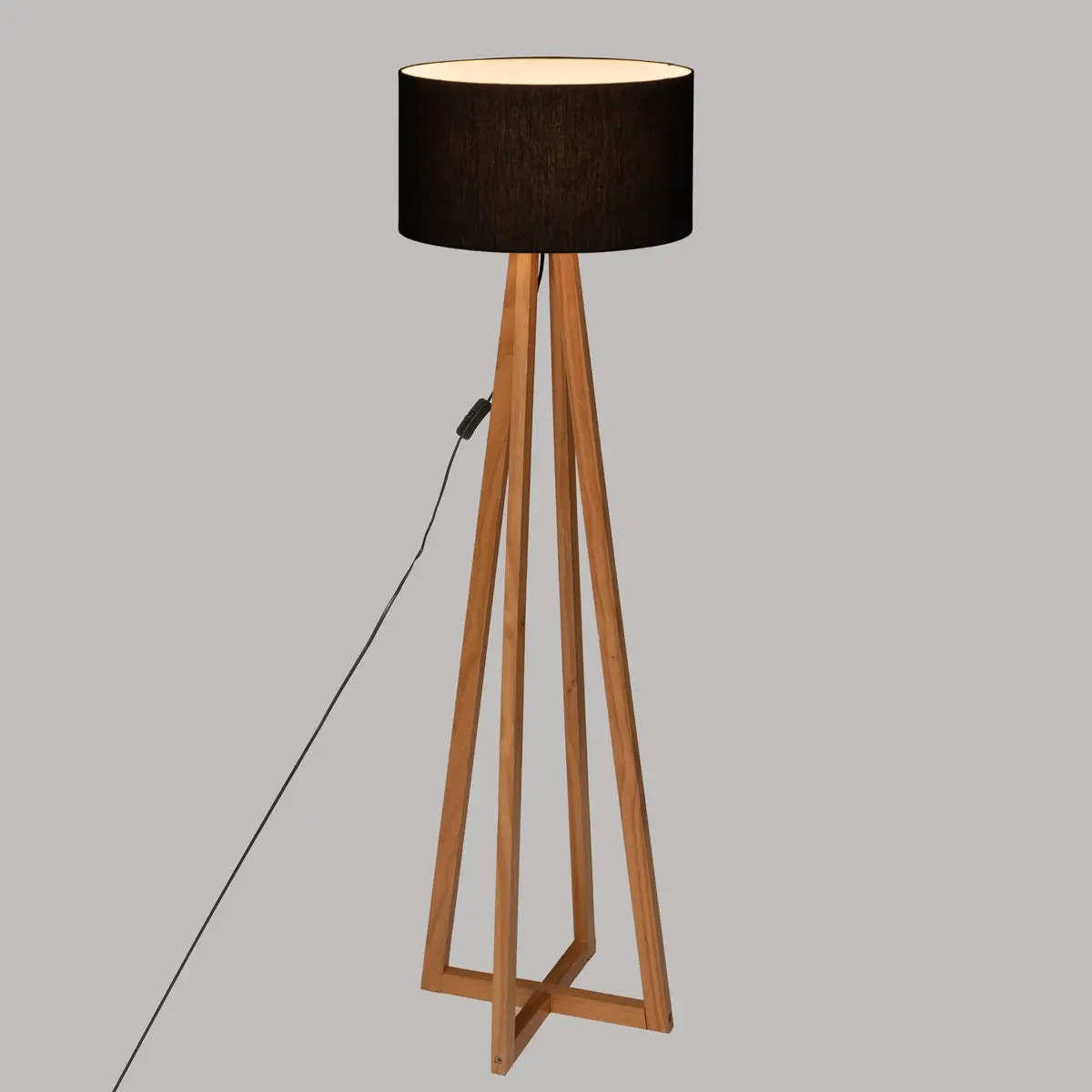 Lampadaire "Molu" - bois et noir H140 cm