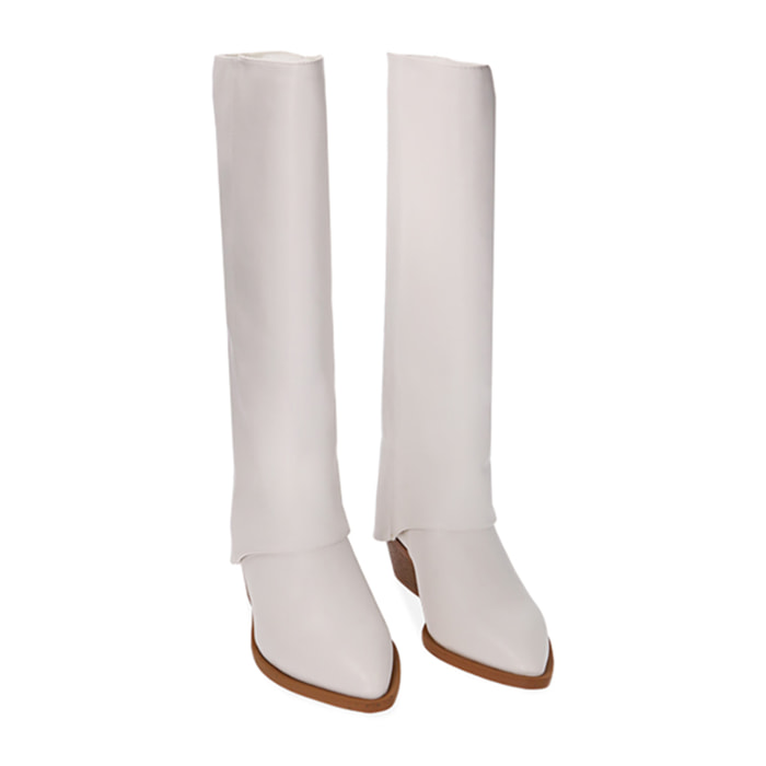Botas blancas, tacón de 8 cm