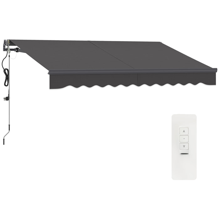 Toldo Eléctrico Retráctil y Manual con Mando a Distancia 3x2,5 m Toldo de Exterior Terraza Enrollable con Manivela Marco de Aluminio y Protección UV30+ para Jardín Puerta Ventana Gris