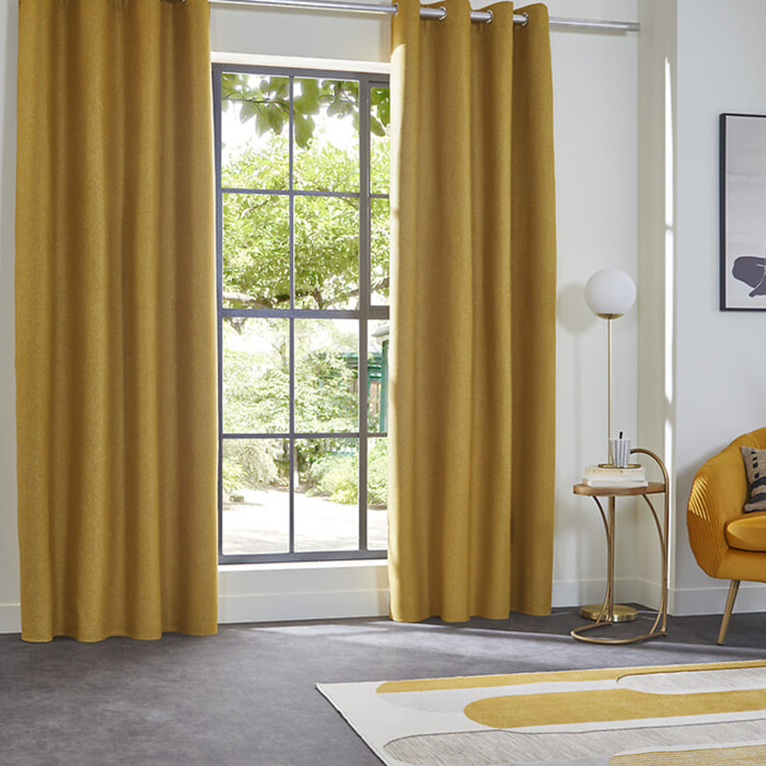 Rideau isolant occultant jaune moutarde 140x260cm