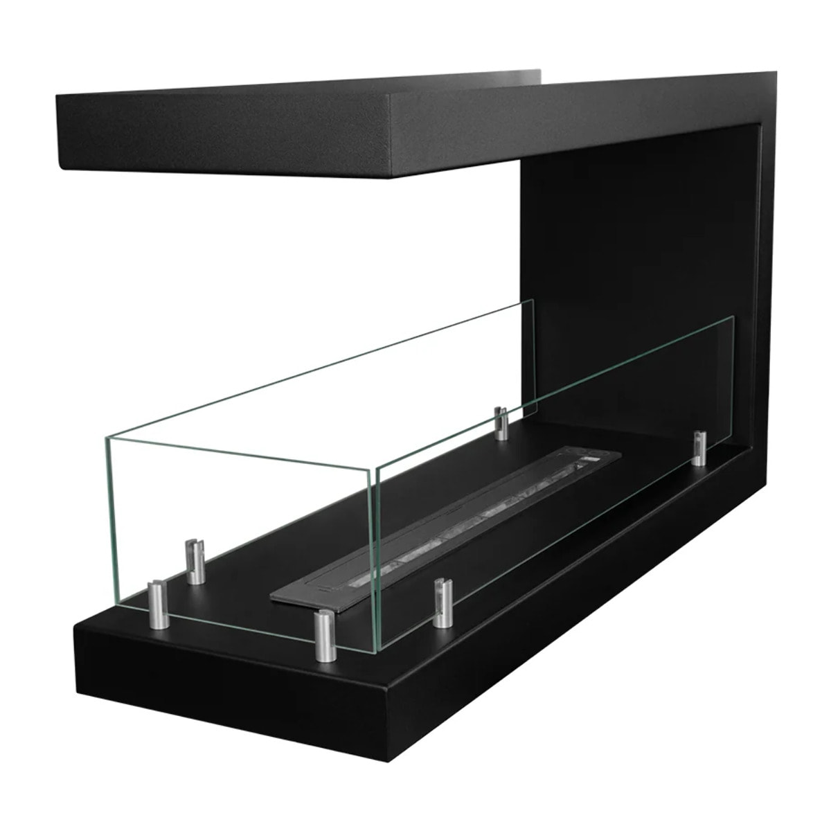 Maratea 90 - Camino a Bioetanolo da Incasso Trifacciale 90x50x30 cm con Bruciatore 1,5lt in Acciaio