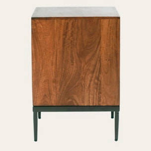 Table de chevet Nora -bois massif de mangue-couleur noyer 40 x 54 x 38 cm