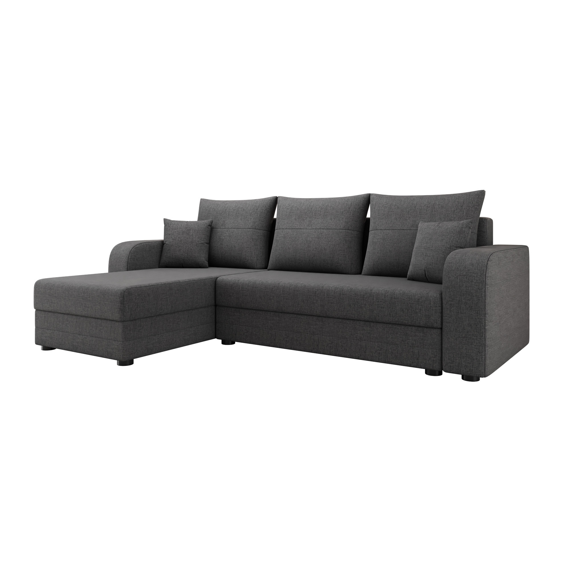Harvey - Canapé d'angle réversible 4 places convertible avec coffre en tissu - Gris foncé