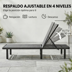 Pack de 2 Tumbonas de Jardín Exterior, Tumbonas Reclinables con Ruedas, Respaldo Ajustable de 4 Niveles, Estructura de Aluminio y Tela Textilene, Resistentes, para Playa, Piscina, Gris Oscuro