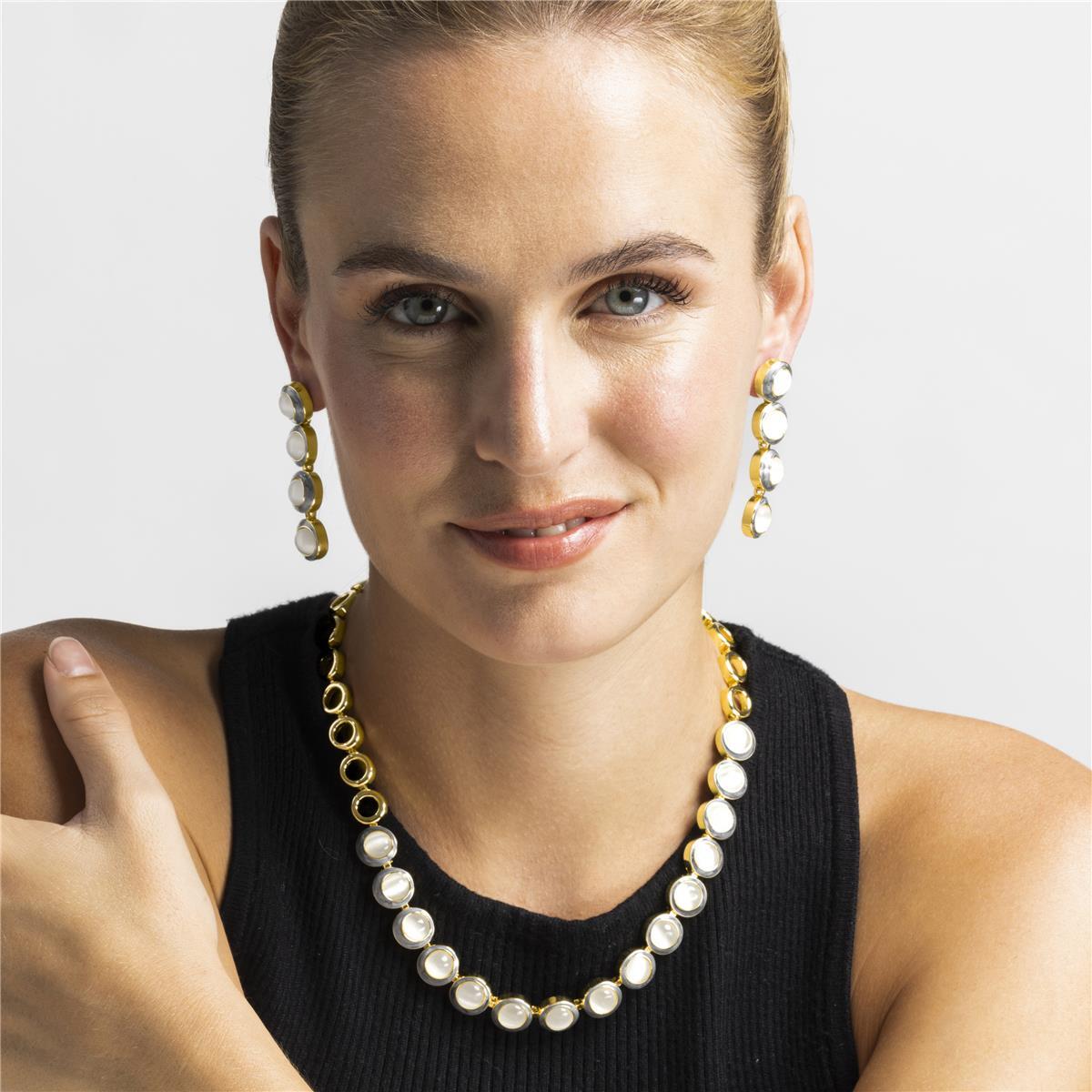 Collar con Ojo de Gato acabado oro 18k