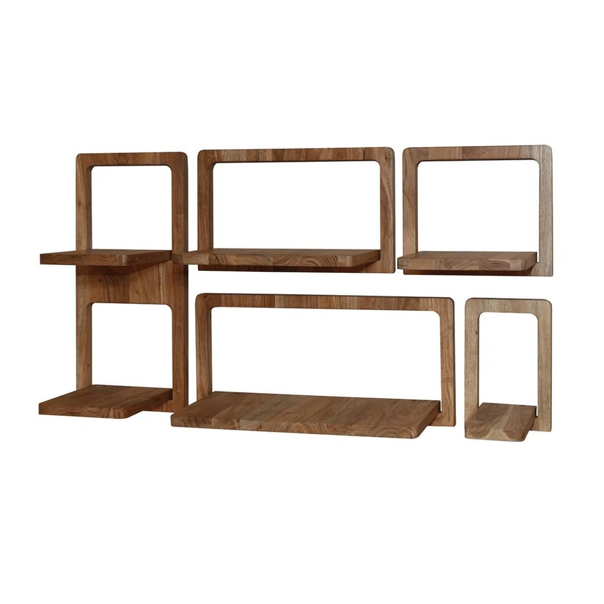 Etagère murale en bois d'acacia style 70s (lot de 5) MELBOURNE