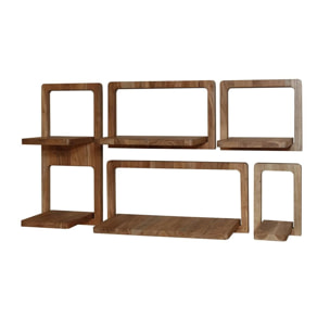 Etagère murale en bois d'acacia style 70s (lot de 5) MELBOURNE
