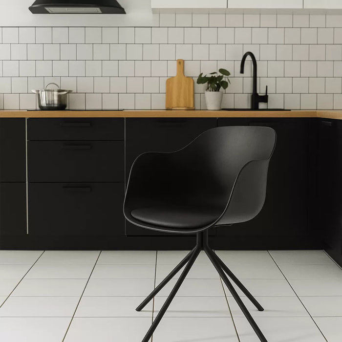 Chaise avec accoudoirs pivotante Bel Air noire Kare Design