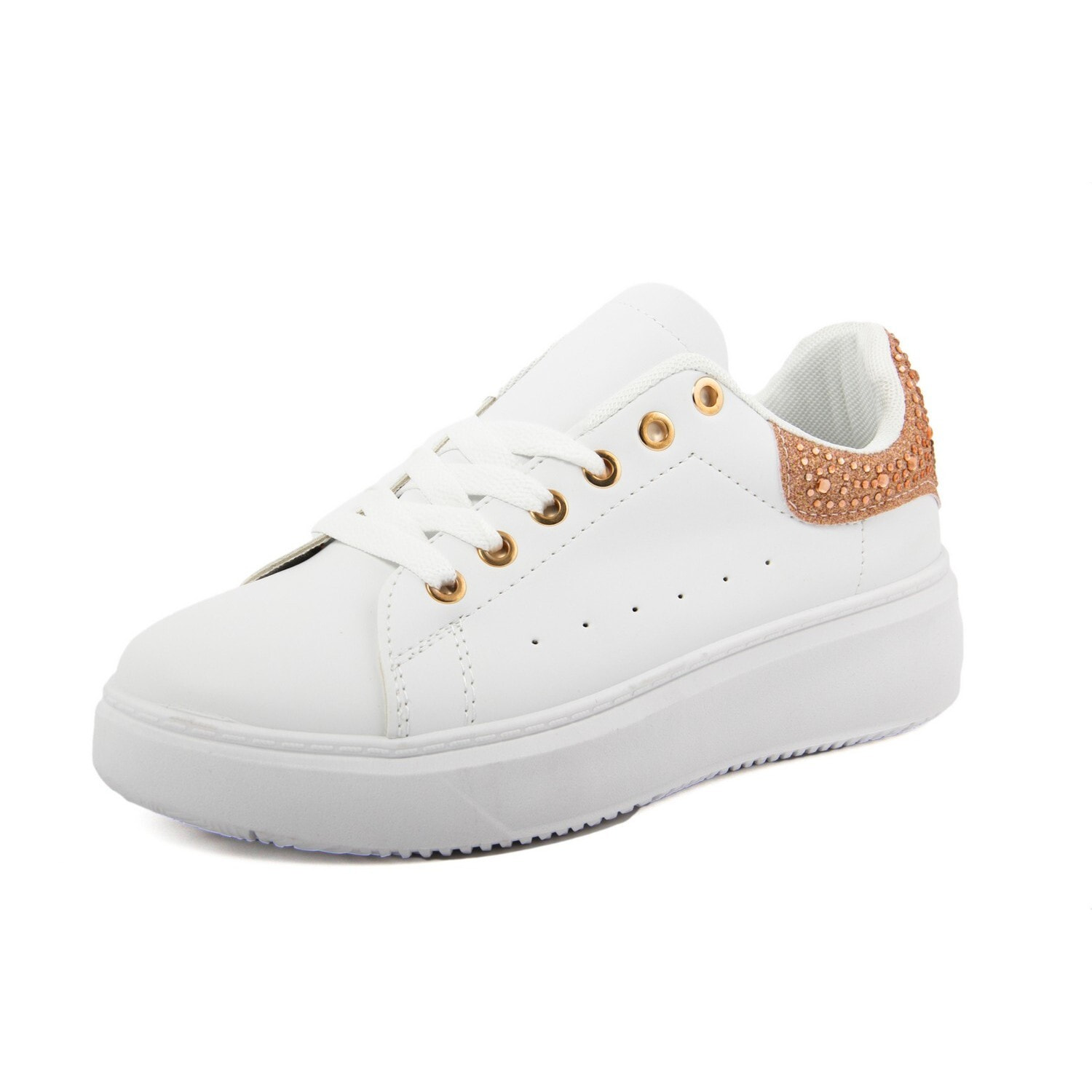 Sneakers Donna colore Champagne, altezza tacco 3,5 cm, altezza plateau 3 cm