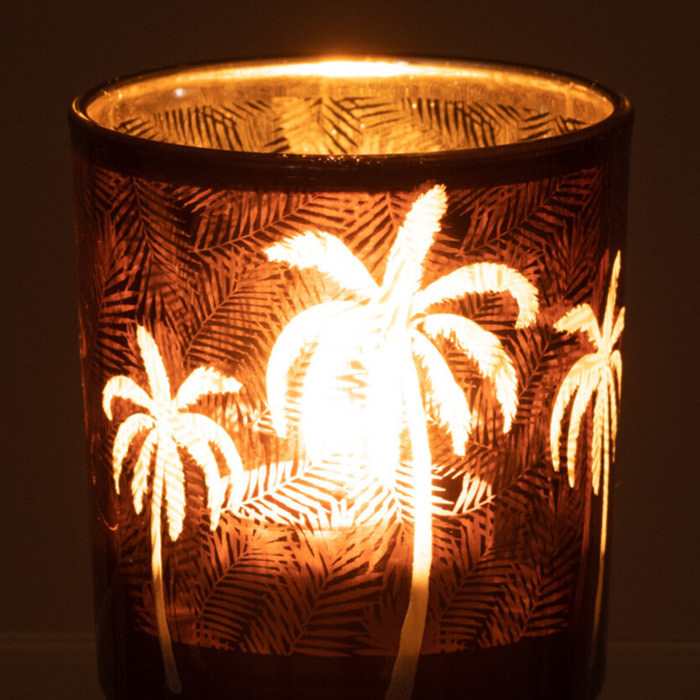 J-Line photophore Feuilles De Palmier - verre - marron - small - 6 pcs