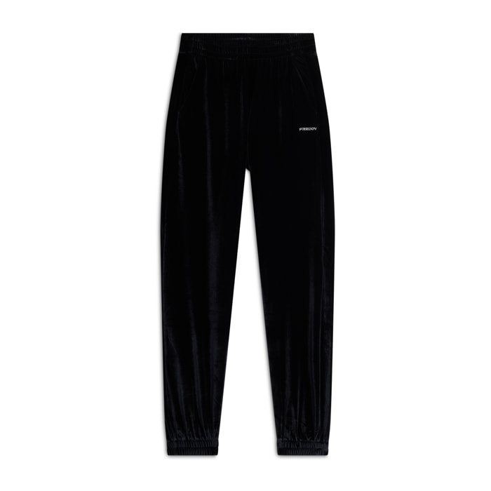 Pantaloni jogger donna comfort fit in velluto elasticizzato