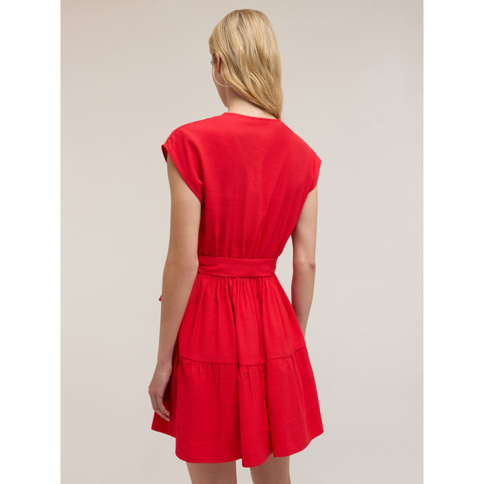 Motivi - Vestido corto con volante en jersey - Rojo