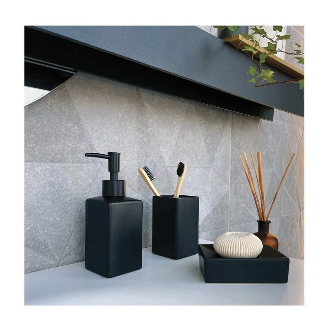 Distributeur de savon Céramique QUADRO-MATT Noir mat Spirella
