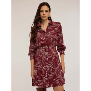 Motivi - Vestito chemisier fantasia a cuori - Bordeaux
