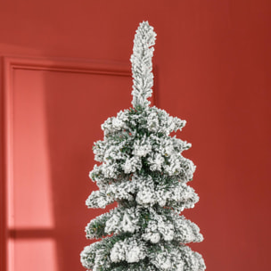 HOMCOM Árbol de Navidad Artificial 210 cm con Nieve Ignífugo con 490 Ramas Hojas de PVC Base Plegable y Soporte Metálico Decoración Navideña para Interiores Verde