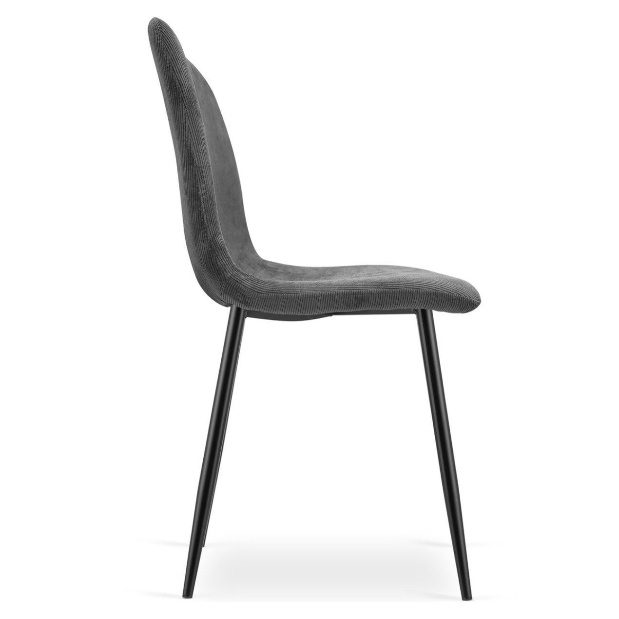 Set di 4 Sedie Rift in Velluto a Coste Grigio con Gambe Nere