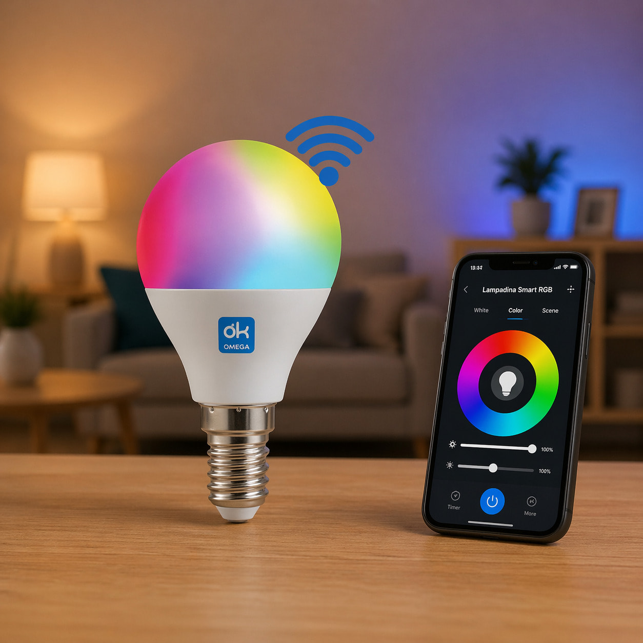 OMEGA Lampadina LED Smart RGB+CCT 9W E27