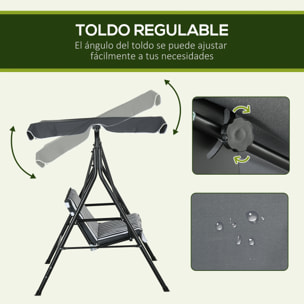 Columpio de Jardín Exterior de 3 Plazas, Balancín de Jardín Exterior con Techo Ajustable y Marco de Acero, para Balcón, Terraza, Patio, Carga 240 kg, 172x110x153 cm, Gris y Blanco