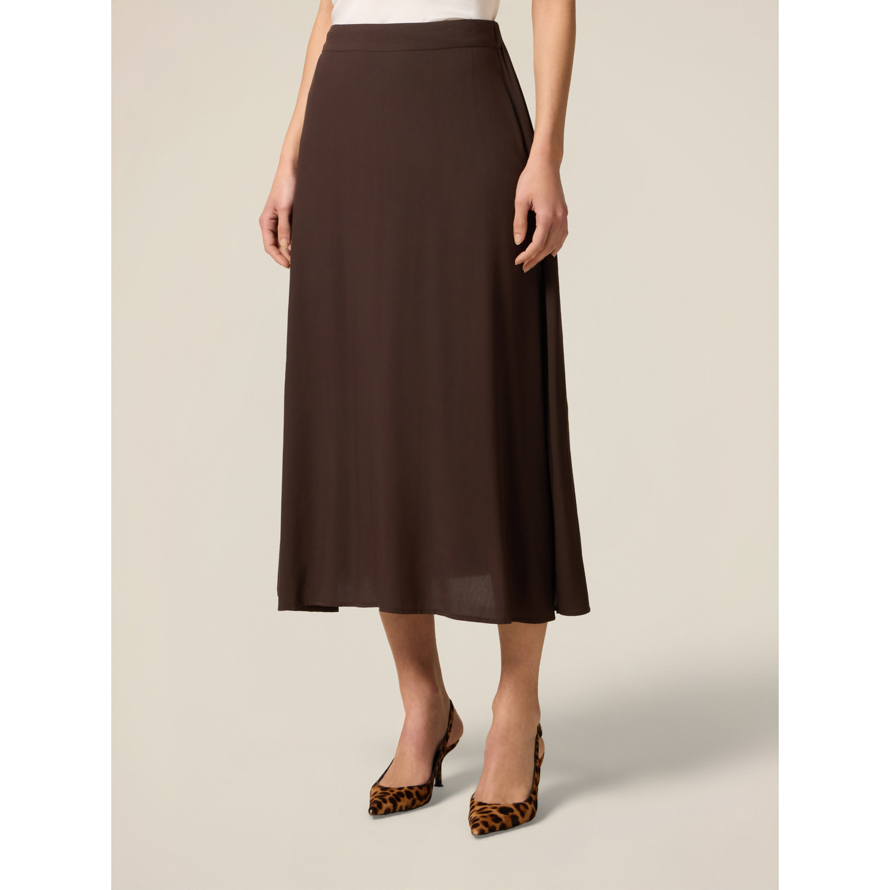 Oltre - Falda línea A de viscosa - Marrón