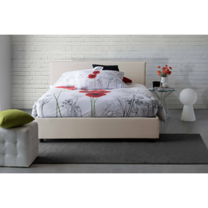 Letto matrimoniale Anassimene, Letto contenitore con rivestimento in tessuto, 100% Made in Italy, Apertura frontale, con materasso Cm 160x190 incluso, Beige