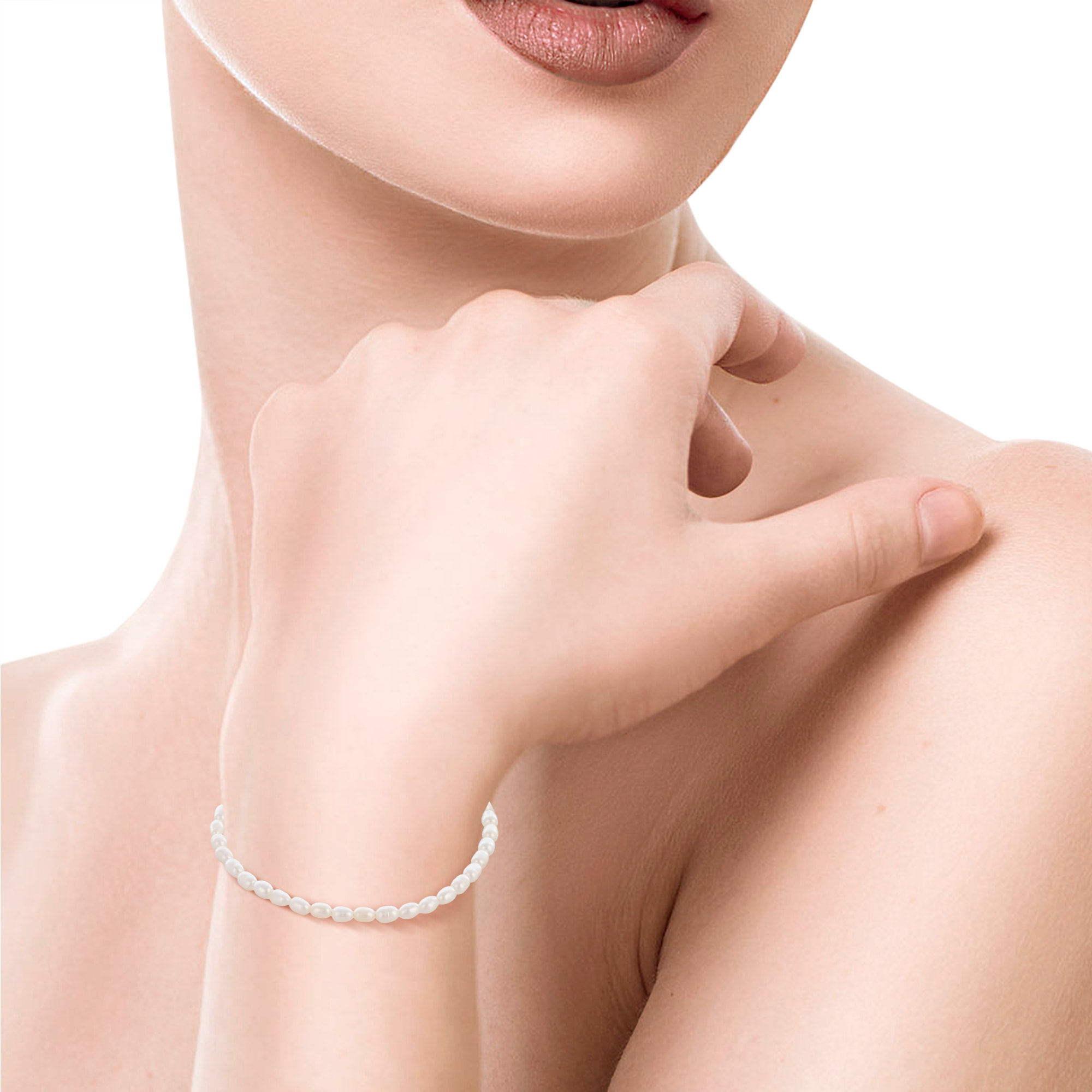 Pax Pulsera de perlas naturales con diseño gota de agua y cierre de mosquetón.