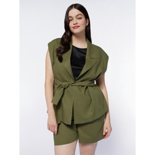 Fiorella Rubino - Blazer sin mangas de lino y viscosa - Verde