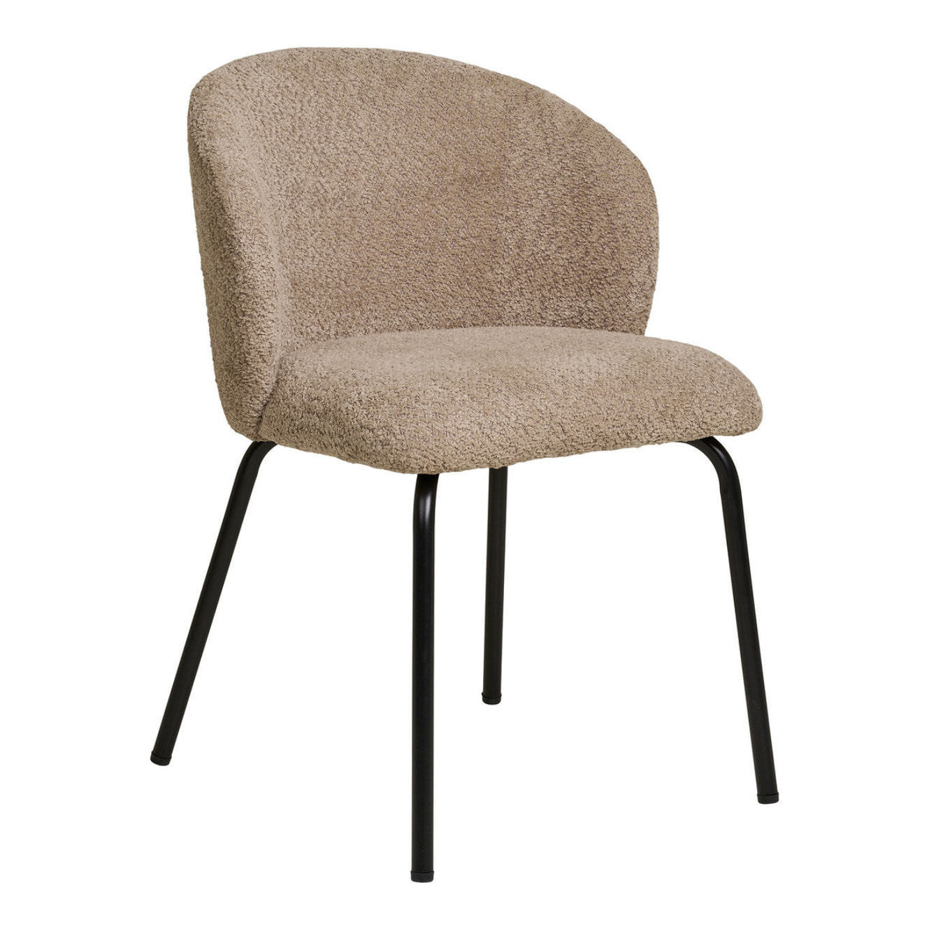 Set 2 sedie da pranzo Safira in Bouclé Beige con Gambe Nere