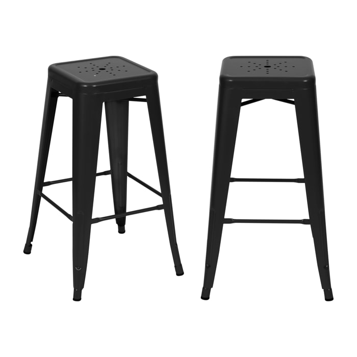 Tabouret de bar mi-hauteur Indus noir mat 66cm (lot de 2)