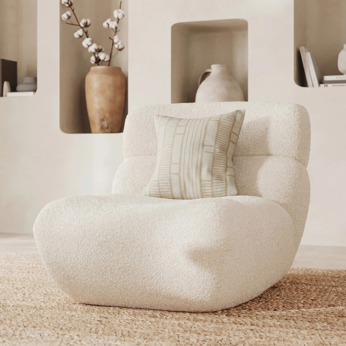 Fauteuil en tissu bouclé blanc - Teddy