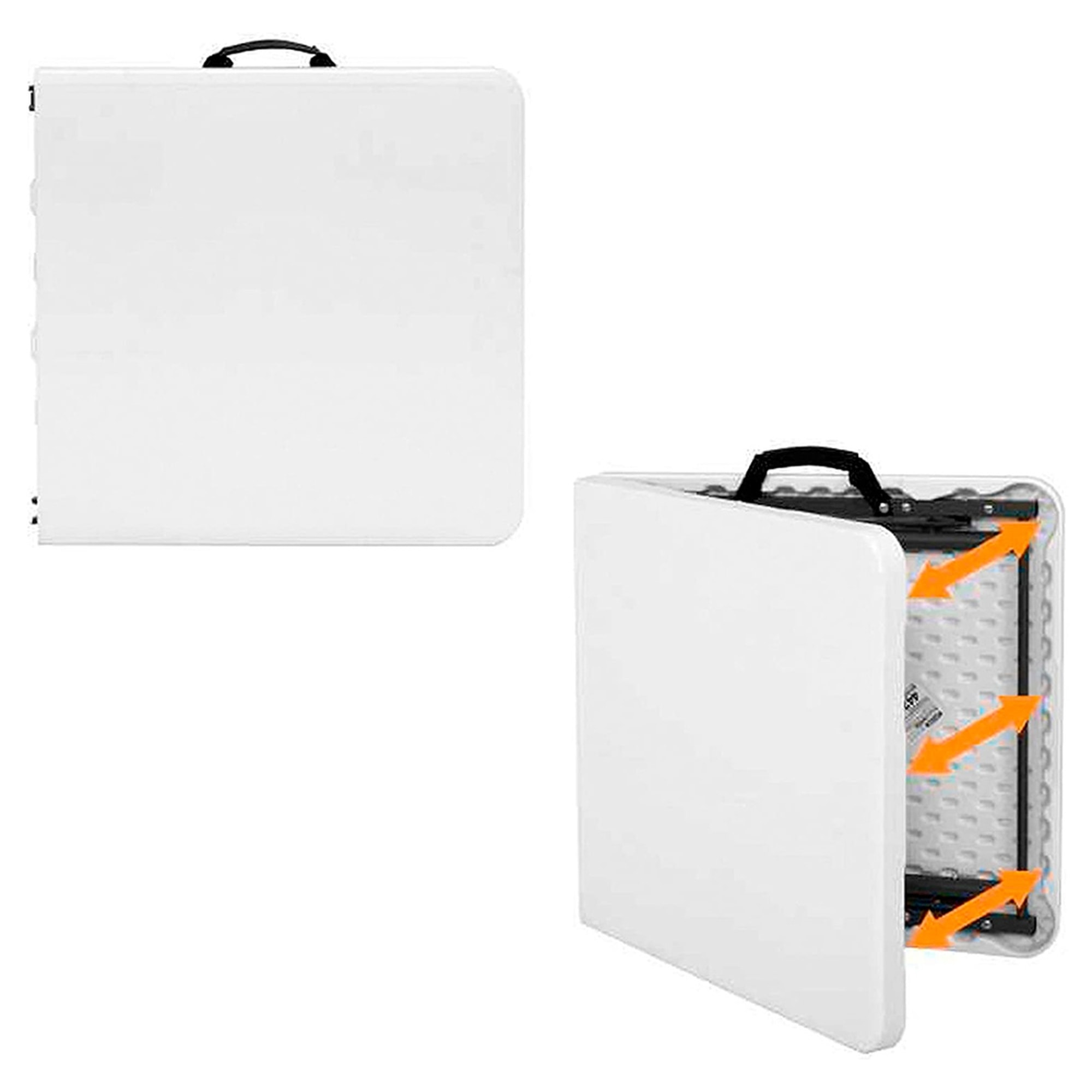 Mesa plegable multifuncional de altura regulable 120 x 60 x 52,5-75 cm, plegado y asa para su desplazamiento