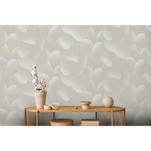 Papier peint feuilles tropicales beige lin