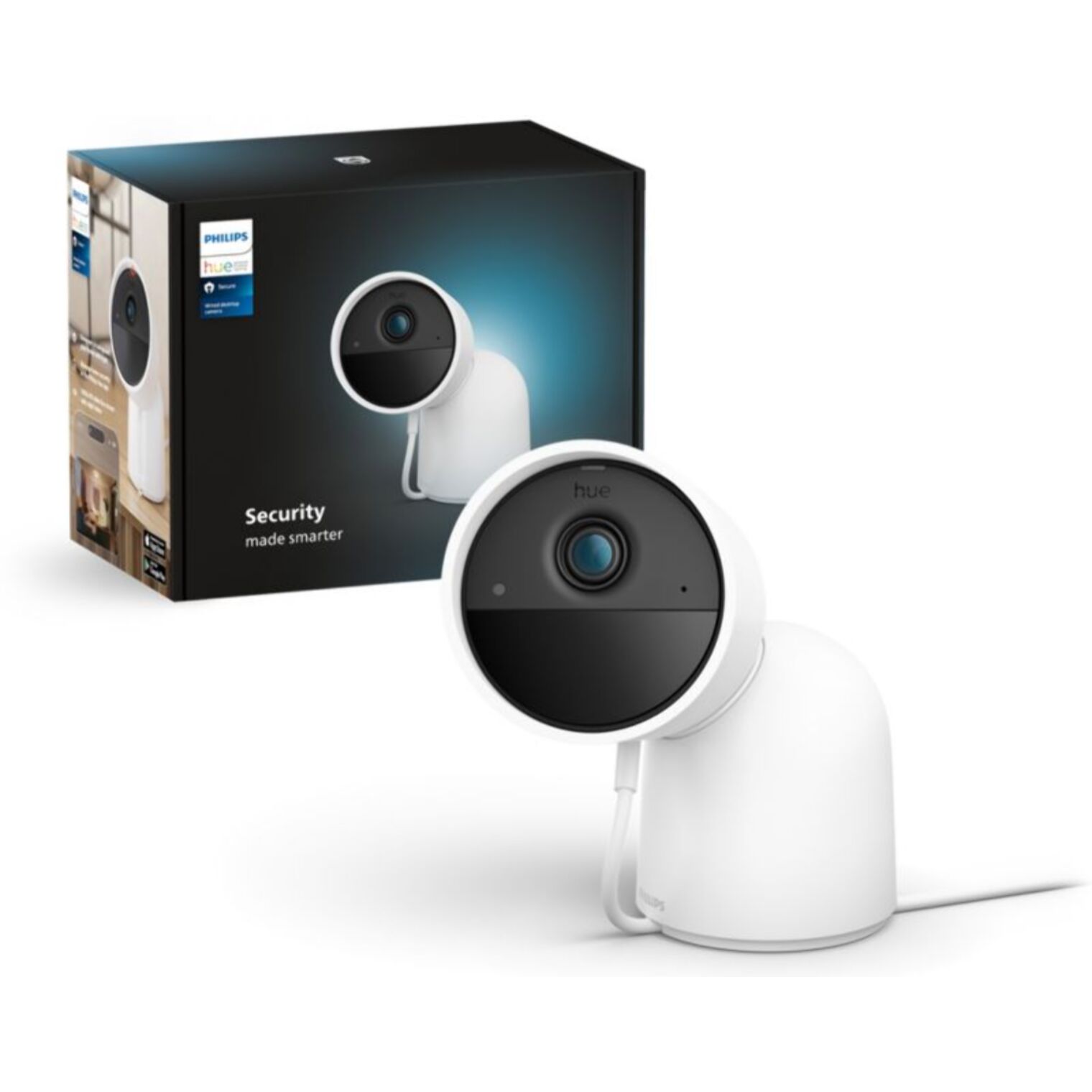 Caméra de surveillance PHILIPS HUE SECURE avec support bureau blanche