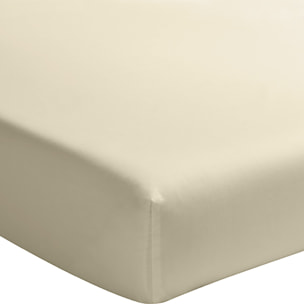 Drap housse - bonnet 30cm 100% percale de coton lavé écru naturel