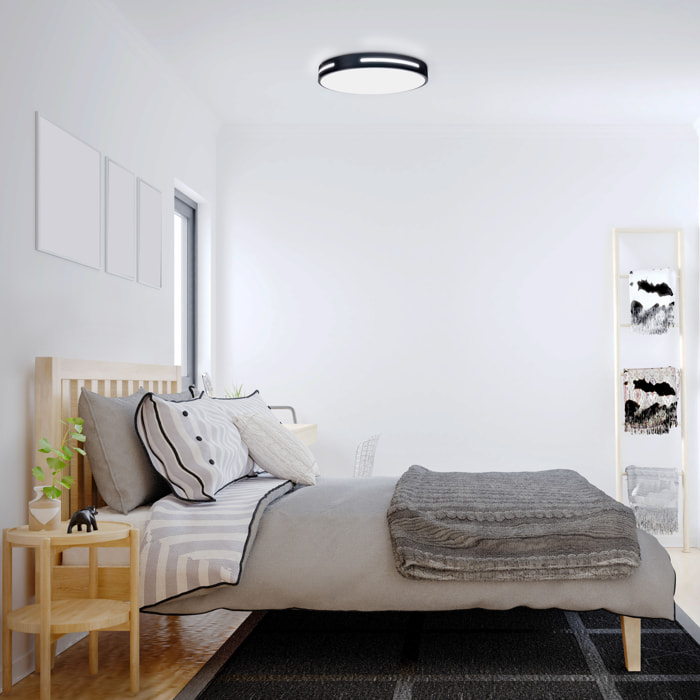 Forlight Plafón LED Stylish 22.8W IP20 con Cambio de Temperatura de Color 3000K-6500K, Regulable ON-OFF, Acabado Negro