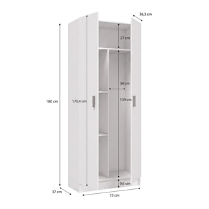 Armario de 2 puertas en blanco artik 73x180 cm Multi Useful 73 Blanco