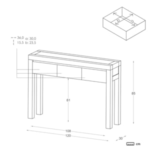 Meuble d'entrée Liland -bois massif et panneau de mdf-couleur laqué blanc mat 120 x 85 x 30 cm